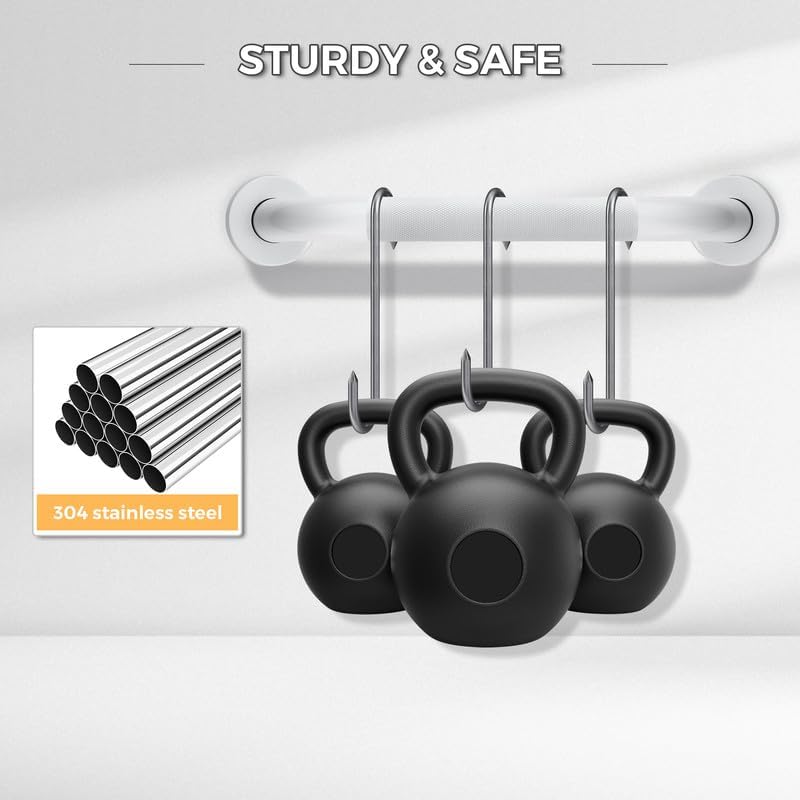 Grab Bars for Shower, 2 Pack 20-Inch Anti Slip Shower Handles for Elderly, Safety Shower Grab Bar, Stainless Steel Handicap Grab Bars for Bathroom (White 1" Diameter)