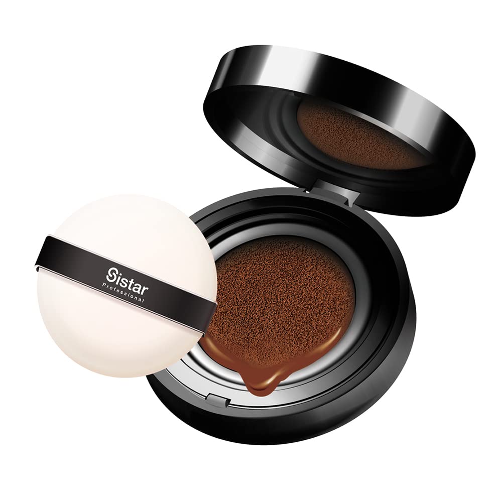 Sistar Skin Perfecting BB Cushion Full Coverage Long Lasting Natural Glow Foundation On The Go Case With Mirror (Mocha)