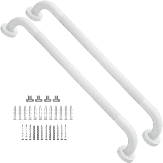 2 Pack 24 Inch Anti Slip Shower Grab Bar Oil Rubbed White 1.25" Diameter,Munzong Bathroom Grab Bar, Knurled Bathroom Balance Bar,Safety Hand Rail Support Handicap Elderly Senior Assist Bath Handle