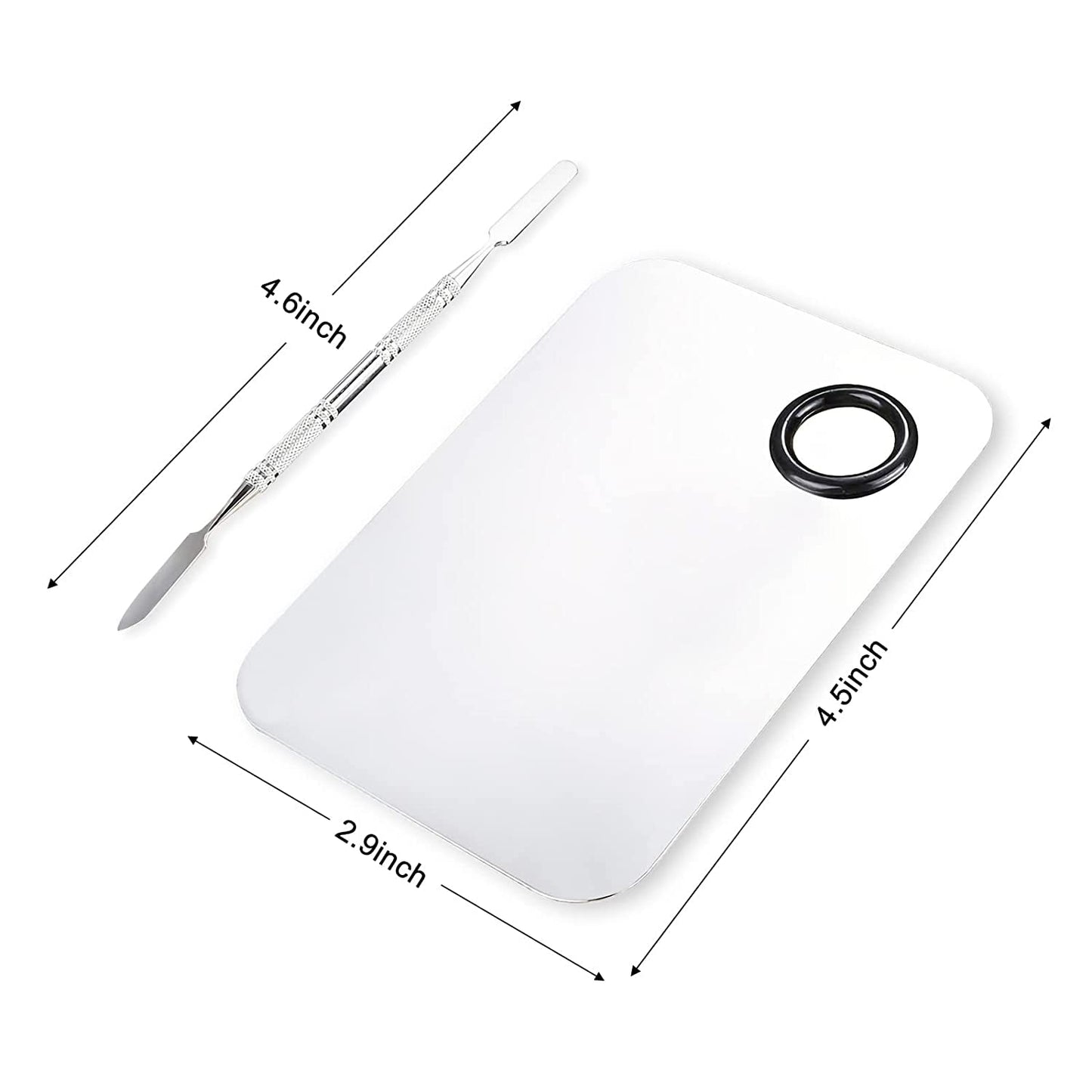 Makeup Mixing Palette, Upgrad Stainless Steel Metal Foundation Palette with Spatula Artist Tool for Mixing Foundation Nail-Art, Size 4.5x2.9 in（2 Pcs）