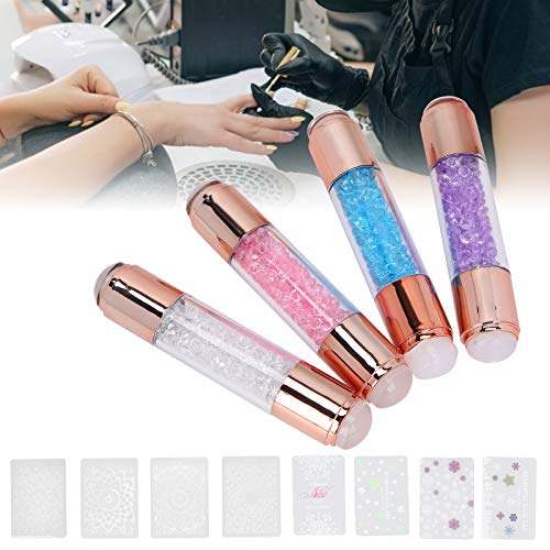 4Sets Manicure Art Stampers Silicone Stamp Pens Nail Stamping Plates Double Ended W/Nail Seal Plate Manicure Stamp Pen for home nail salon use