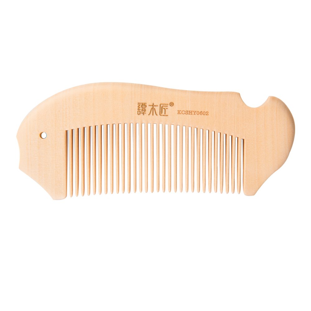 TAN MUJIANG Handcraft Natural Wood Hair Combs Accesory For Women, Men, brides, Curly Hair, Straight hair (Light color) KCSHY0602