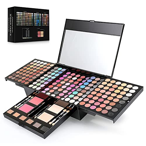 194 Colors Pink Cosmetic Make up Palette Set Kit with Eyeshadow Blusher Eyebrow Powder Face Concealer,All-in-One High Pigment Powder Pallet Kit with Mirror, Applicators