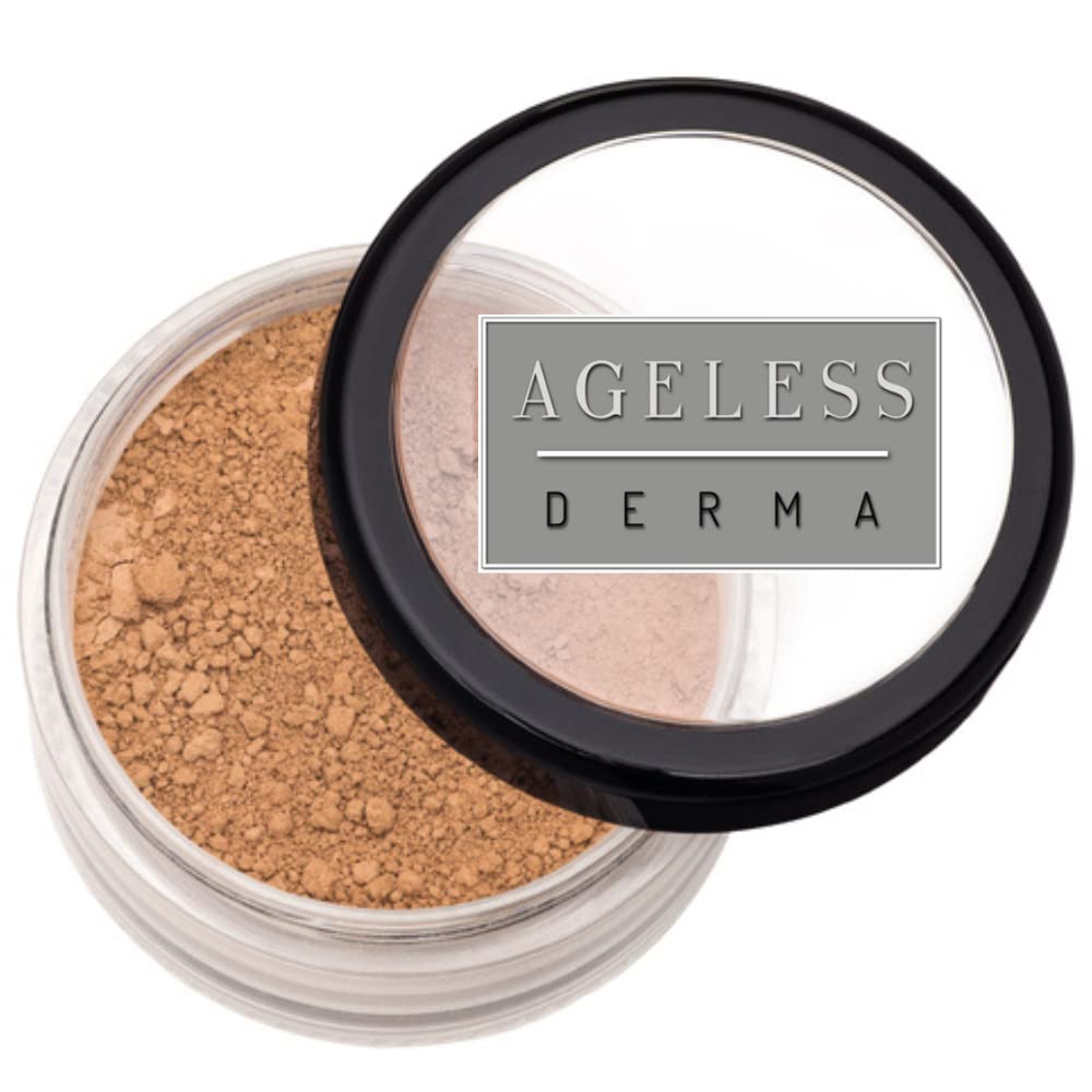 Mineral Face Powder Foundation Makeup. Natural Full Coverage Loose Foundation with Vitamin and Green Tea. Made in USA