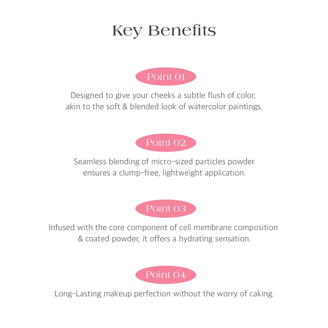 Dr.Althea Dear.A Fluffy Blush -An airy, long-lasting pressed powder blush, Effortlessly blends and layers, creates a natural, soft, healthy flush, Vegan formula (01 Apricot Cream)