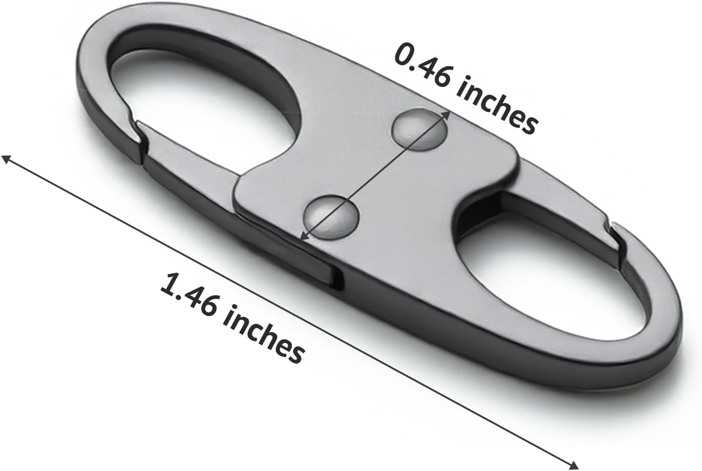 zelin Anti Theft Zipper Clips Double Opening Small Carabiner Clips, 4Pcs Elegant Zinc Alloy Zipper Pull Replacement for Travel, Commuting and Camping (Space Grey)