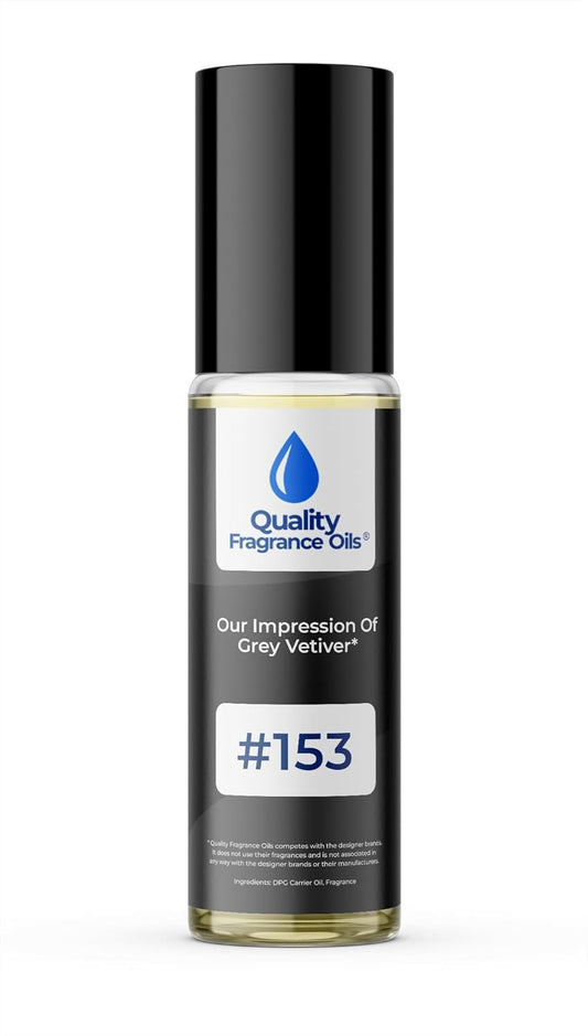 Quality Fragrance Oils' Grey Vetiver Impression #153 | Long-Lasting Perfume Oil, Alcohol-Free, Strong Scent, 10ml Roll-On | Affordable Alternative to Designer Fragrances
