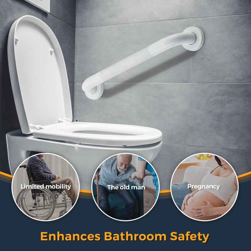 Grab Bars for Shower, 2 Pack 36-Inch Anti Slip Shower Handles for Elderly, Safety Shower Grab Bar, Stainless Steel Handicap Grab Bars for Bathroom (White 1" Diameter)