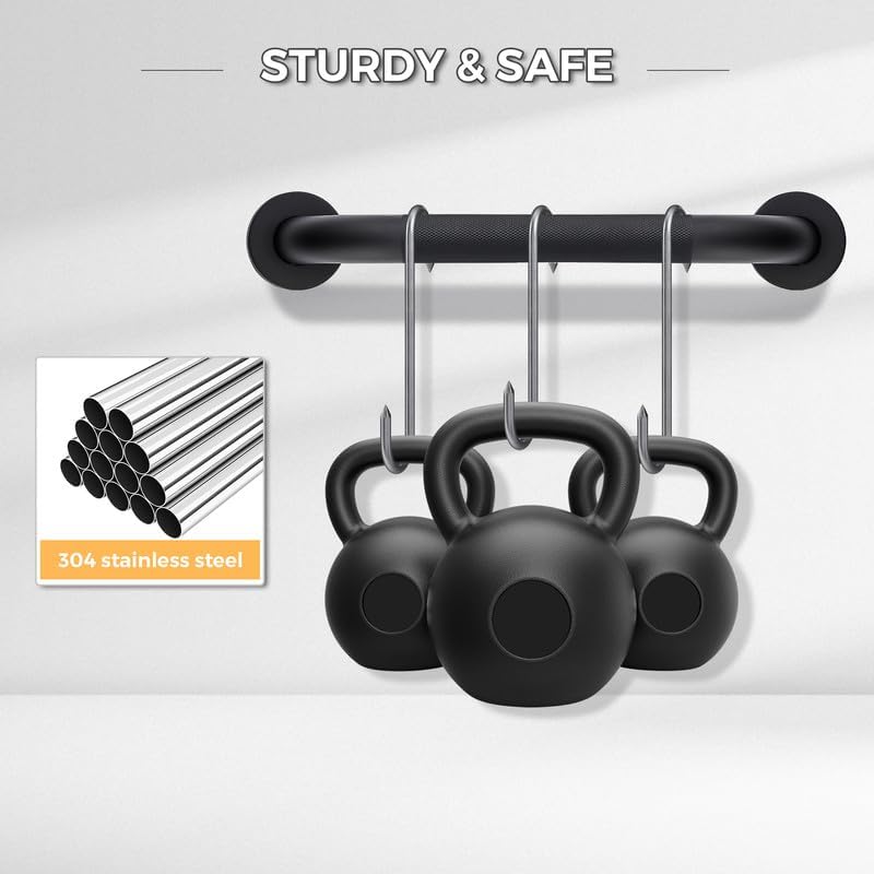 Grab Bars for Shower, 1 Pack 32-Inch Anti Slip Shower Handles for Elderly, Safety Shower Grab Bar, Stainless Steel Handicap Grab Bars for Bathroom (Black 1" Diameter)