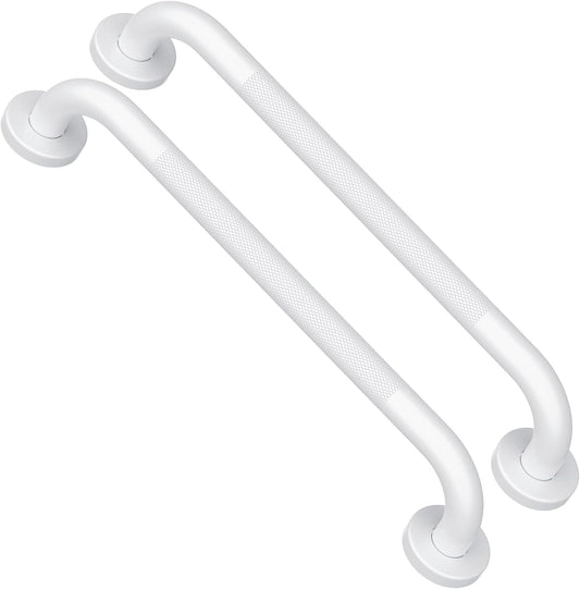 2 Pack 16 Inch Oil Rubbed White Shower Grab Bars w/Anti-Slip knurled Grip, iMomwee Stainless Steel Wall Mount Bathroom Safety Balance Handrail, Handicap Elderly Senior Assist Textured Grab Bar Handle