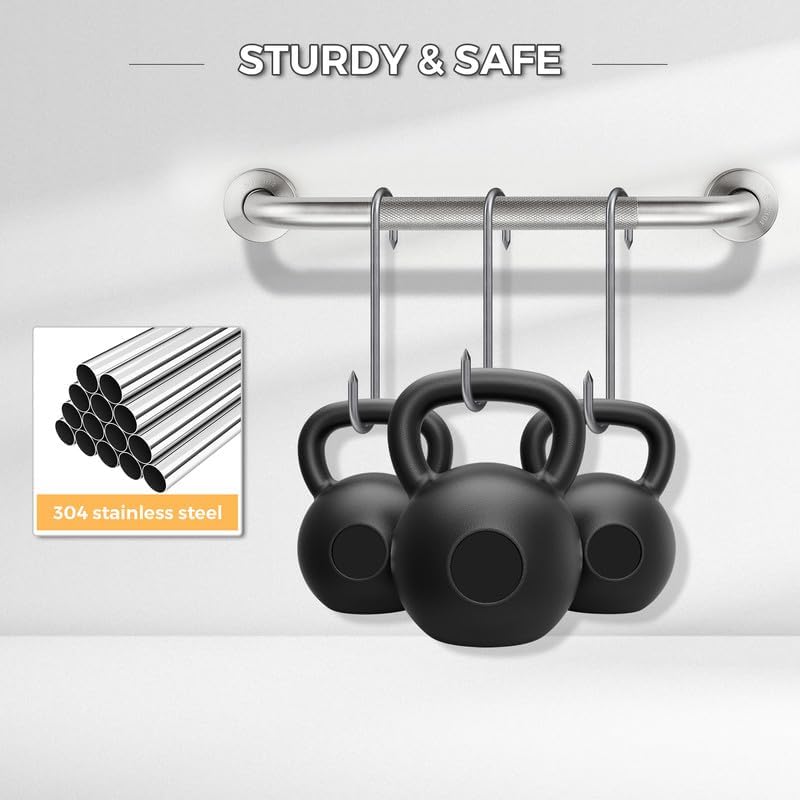 Grab Bars for Shower, 2 Pack 20-Inch Anti Slip Shower Handles for Elderly, Stainless Steel Handicap Grab Bars for Bathroom, Toilet (Brushed Nickel, 1" Diameter)