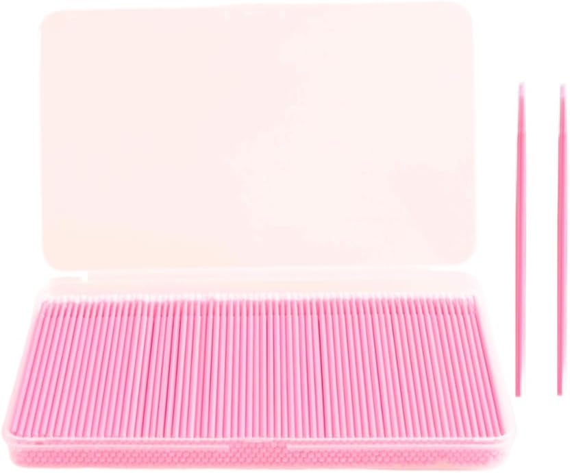 400PCS Disposable Micro Swabs for Eyelash Extension with Storage Box, 2.0mm Precision Head - Multi-Use for Makeup App/Correction, Jewelry & Computer Cleaning (Pink)