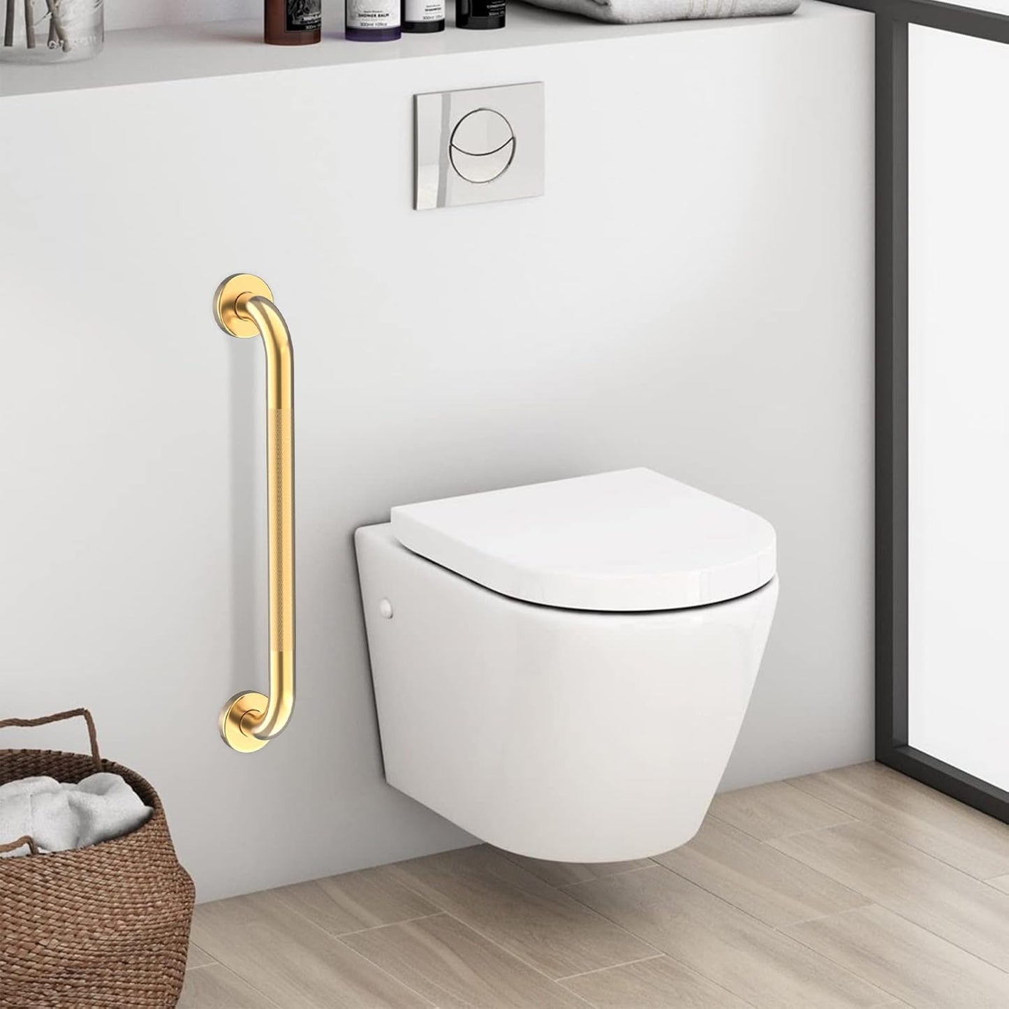 24 Inch Anti Slip Shower Grab Gold, Munzong Bathroom Grab Bar, Knurled Bathroom Balance Bar,Safety Hand Rail Support Handicap Elderly Injury Senior Assist Bath Handle