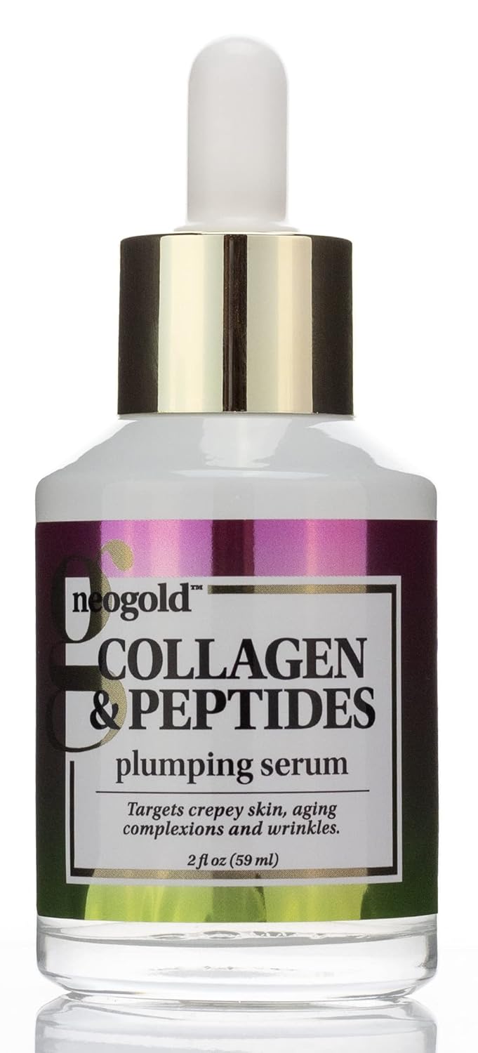 Collagen & Peptides Plumping Skin Care Facial Serum. Anti Aging Neck & Face Skincare Serum Helps Reduce Appearance Of Crepey Skin, Aging Complexions, Sagging Skin, & Wrinkles, Large 2 Fl Oz