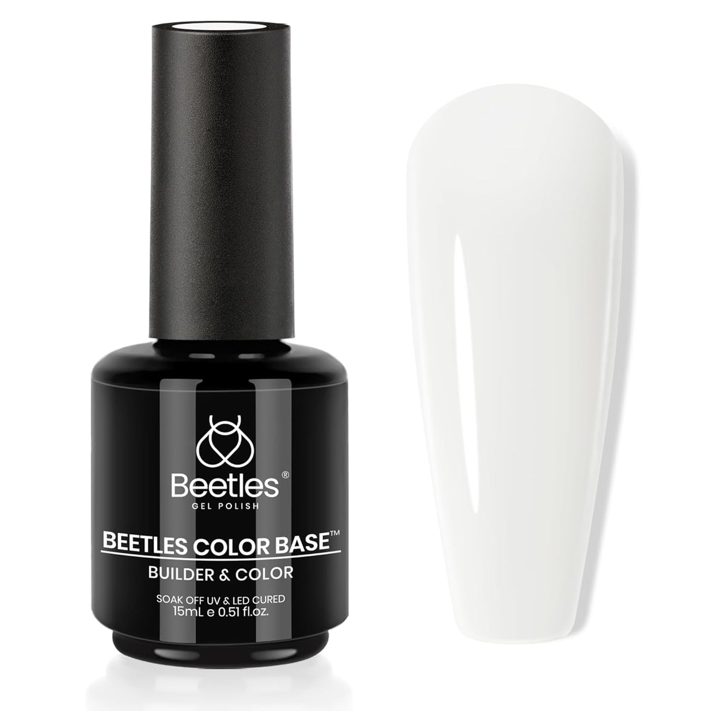 Beetles Milky White Rubber Base Gel Polish For Nail Thickening, 15ml Milky White Gel Polish Nail Strengthener Extension Color Base Gel In A Bottle UV LED Nail Lamp Cured