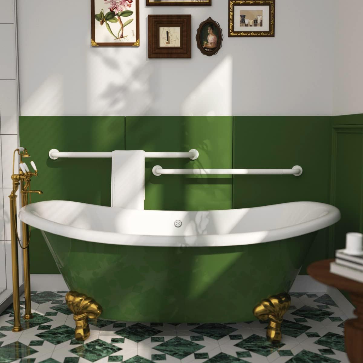 32 Inch Anti Slip Shower Grab Bar Oil Rubbed White 1.25" Diameter, Munzong Bathroom Grab Bar, Knurled Bathroom Balance Bar,Safety Hand Rail Support Handicap Elderly Senior Assist Bath Handle