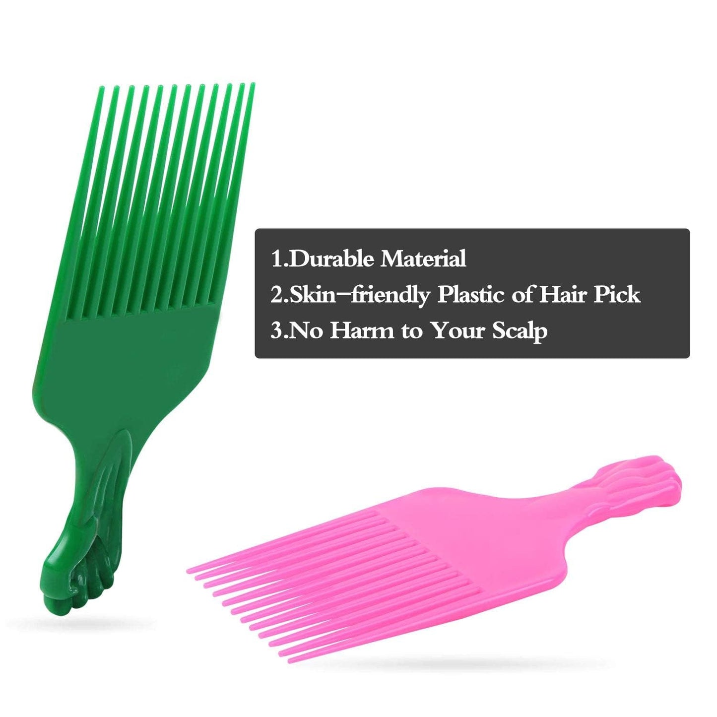 Fist Picks for Curly and Afro Hair, Plastic 6.5 inch Lift Picks for Women and Men, Rainbow Set (6 PCS)