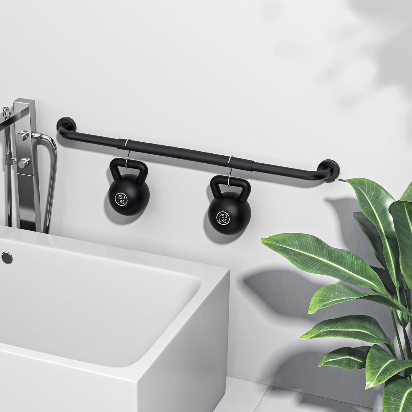 2 Pack 32 Inch Black Shower Grab Bar w/Anti Slip Rubber Grip,ZUEXT Stainless Steel Bath Grab Bar,Bathroom Balance Bar,Wall Mount Safety Handrail Support,Handicap Injury Elderly Senior Assist Handle