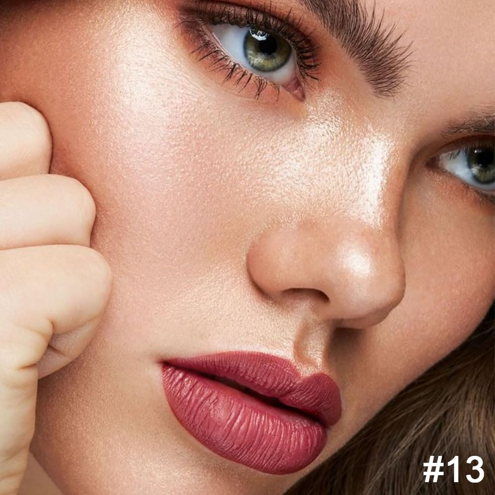 evpct 1Pcs Mauve Red Lip Liner and Lipstick Set Kit for Women Matte Lips Kit with Lip Liner Lip Stains Long Lasting Waterproof 24 Hour Lipstick and Lip Liners Combo Lipliners Pencil Set 13#