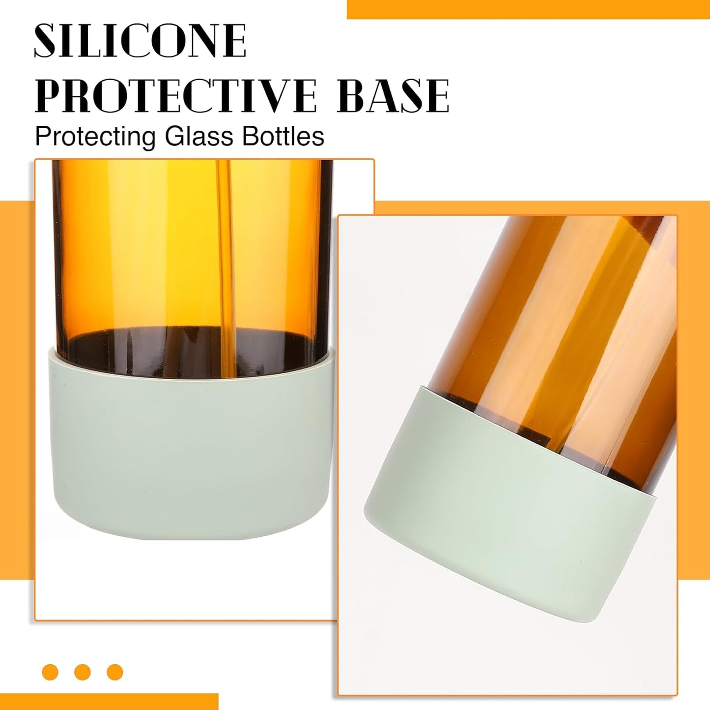 5 Pack/16 Oz Glass Spray Bottles, Refillable Empty Containers with Silicone Sleeve, Upgraded Adjustable Nozzle Spray Bottle Sets for Cleaning, Essential Oils, Hair (Amber)