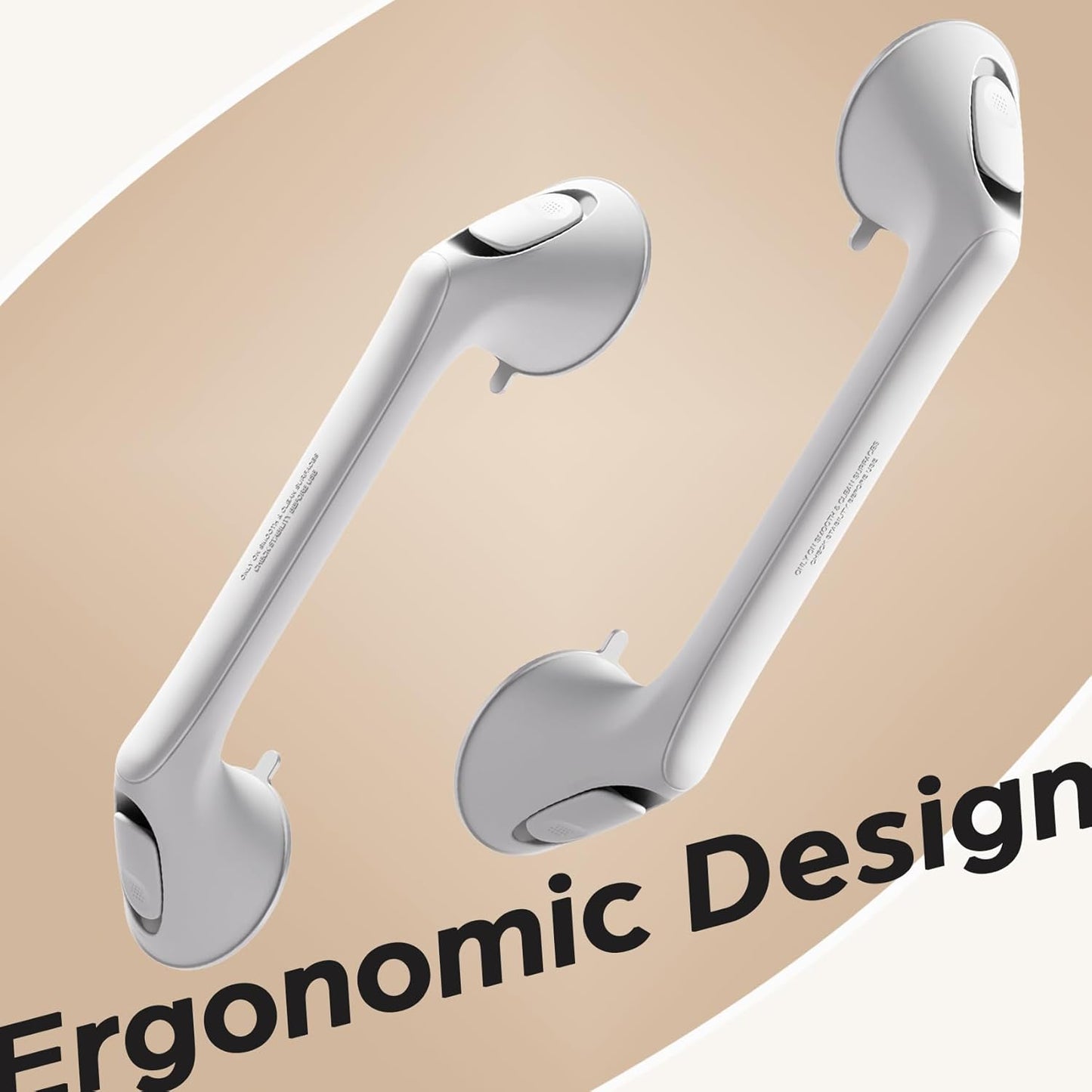 2 Pack 16 Inch Grab Bars for Bathtubs and Showers for Seniors, Heavy Duty Shower Handle for Elderly, Suction Cup Removable Handrails Handicap Bath Grip Bathroom Safety Grips （White）