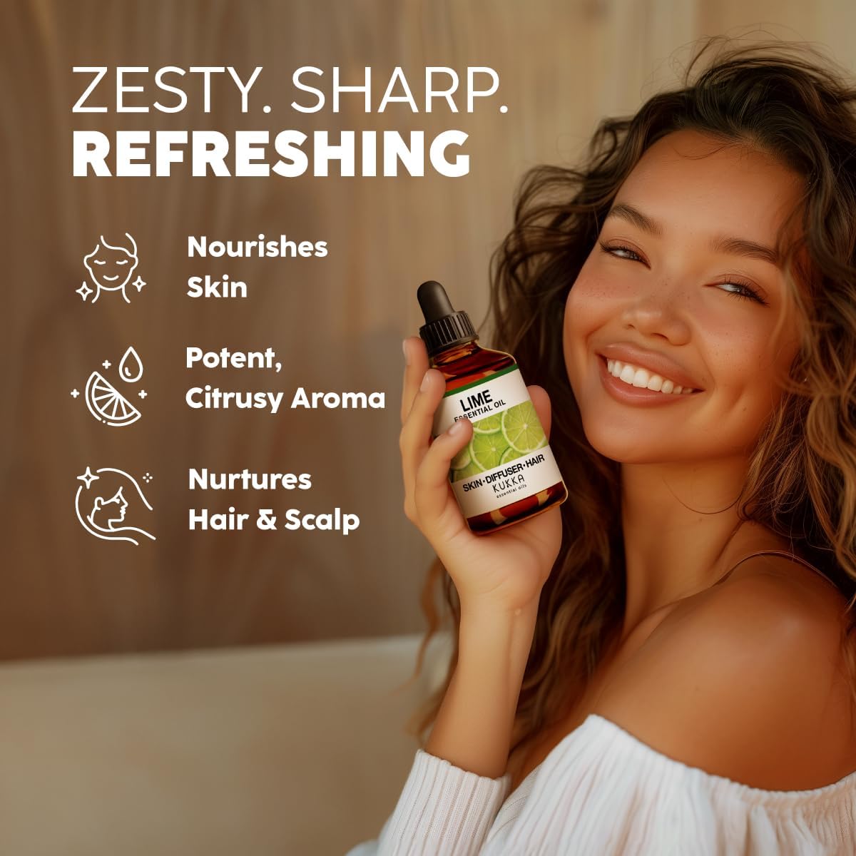 Kukka Lime Essential Oil for Skin - 4 Fl Oz - Lime Oil for Diffuser, Hair, Candles, DIY Soap Making Scents