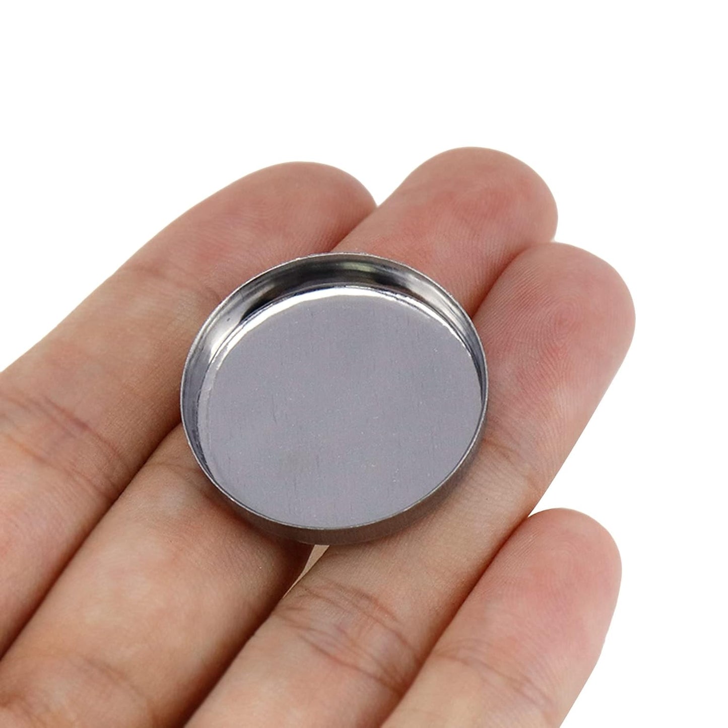 Pack of 30 Empty Round Metal Pans 26mm Eyeshadow Palette Pans Replacement for Magnets Makeup Palettes (5mm Height) Silver