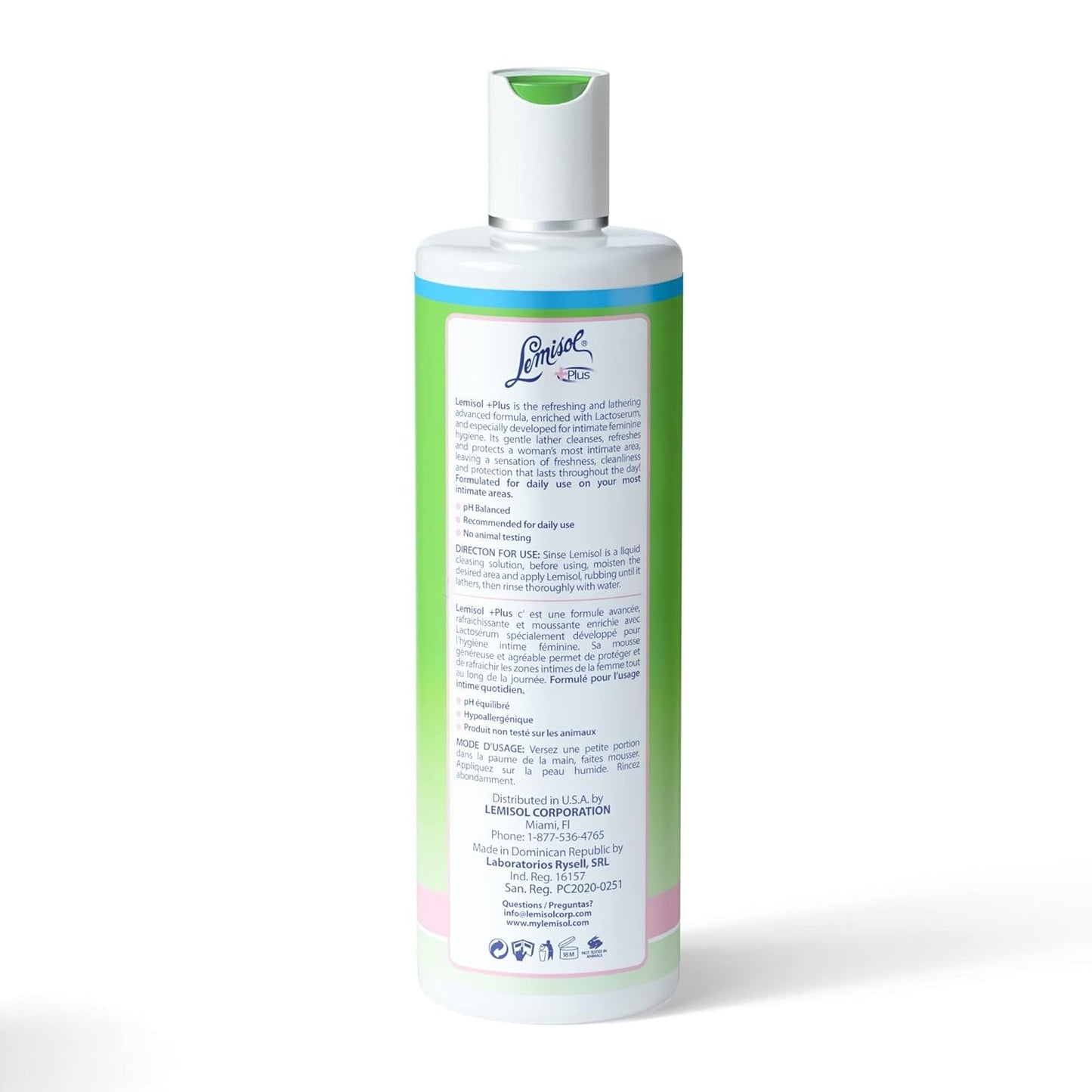 Lemisol Feminine Wash, Daily Cleanser, Hypoallergenic, 16 FL Oz, Bottle