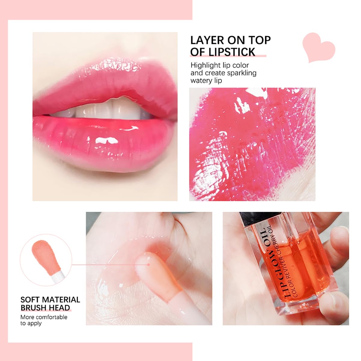 Hydrating Lip Glow Oil Moisturizing Plumping Lip Tint Lip Gloss Transparent Lip Balm Long Lasting Nourishing Repairing Lightening Lip Lines (001#+015#)