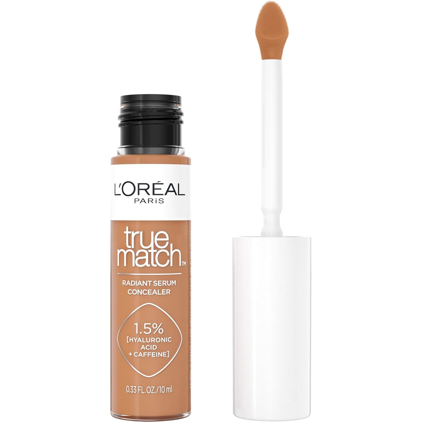 L’Oréal Paris True Match Radiant Serum Concealer, Brightening Under Eye Concealer Make Up with 1.5% Hyaluronic Acid and Caffeine, N8, 0.33 Oz