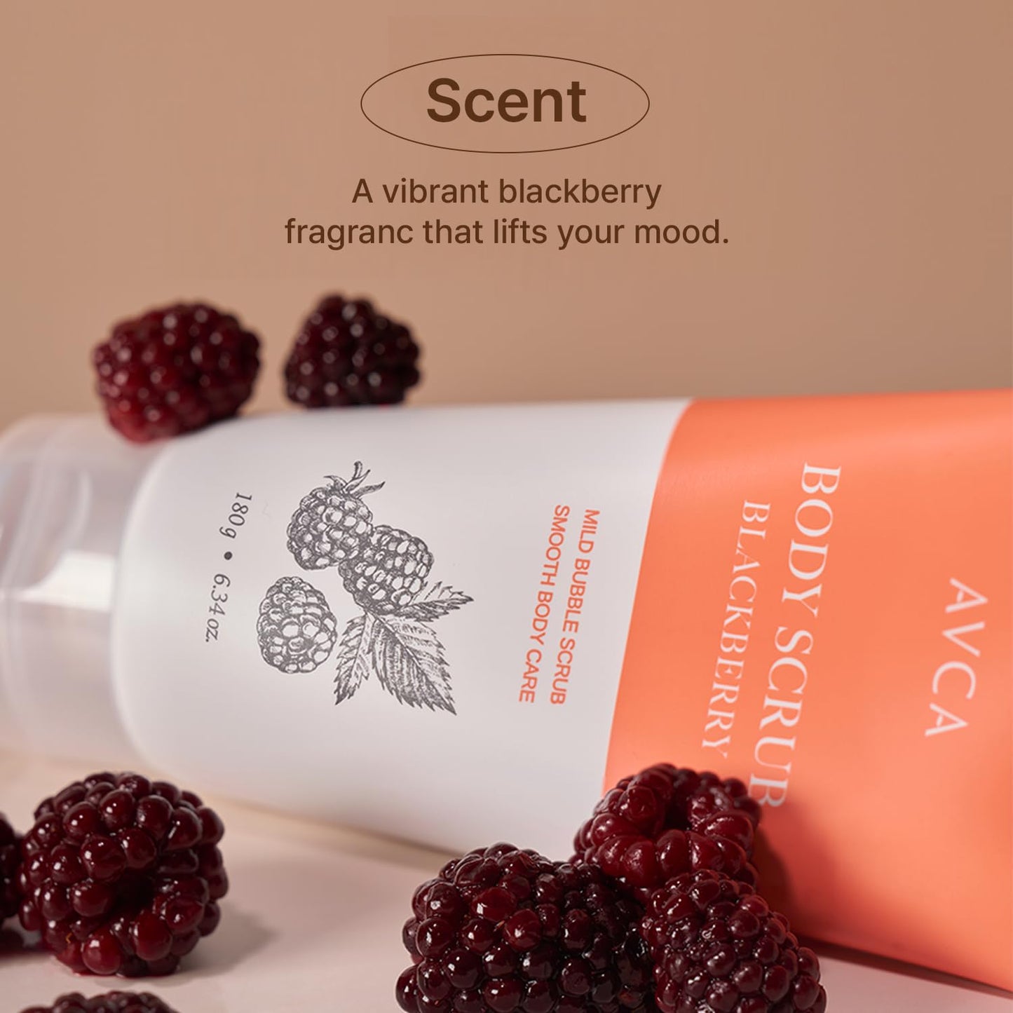 AVCA Signature Body Scrub Blackberry for Smooth, Radiant Skin and Exfoliation 180g, 6.34fl. oz.
