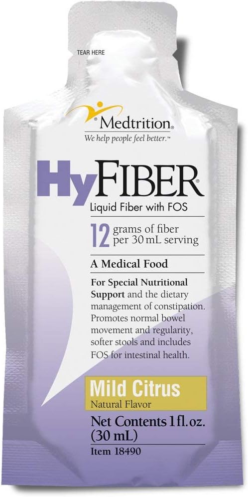 Medtrition HyFiber Daily Liquid Fiber for Regularity and Soft Stools, 12 Grams Soluble Fiber, 1 fl oz 25 Pack