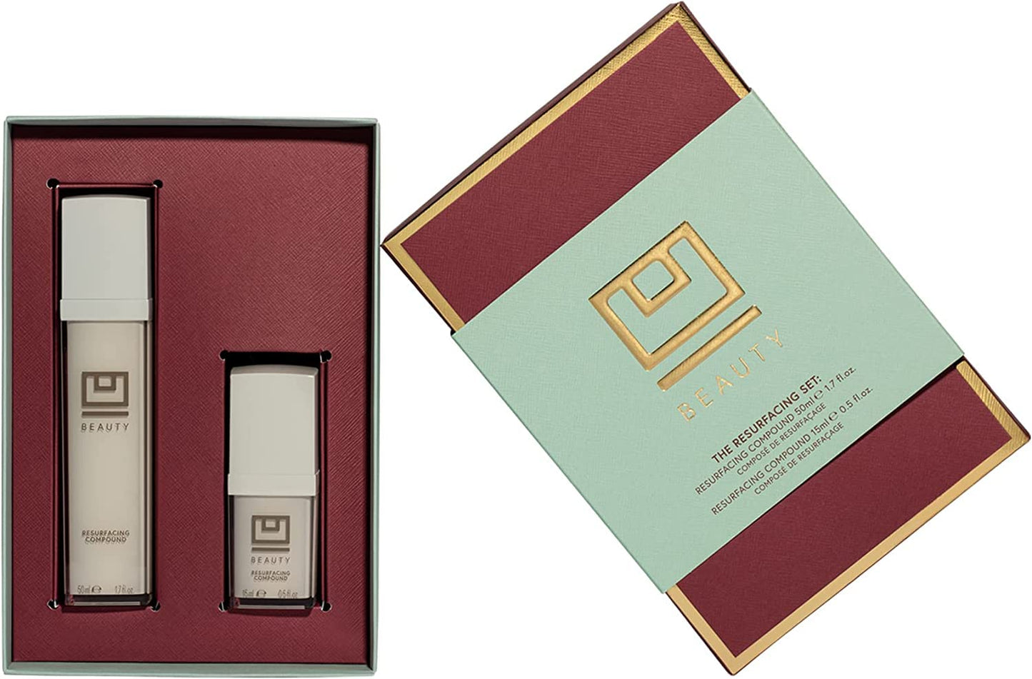 U Beauty Resurfacing Compound Value Set | Vitamin C Serum with Retinol, Vitamin E, AHA Exfoliant, Hyaluronic Acid, Anti Aging and Discoloration - 0.5 fl.oz (Set of 2)