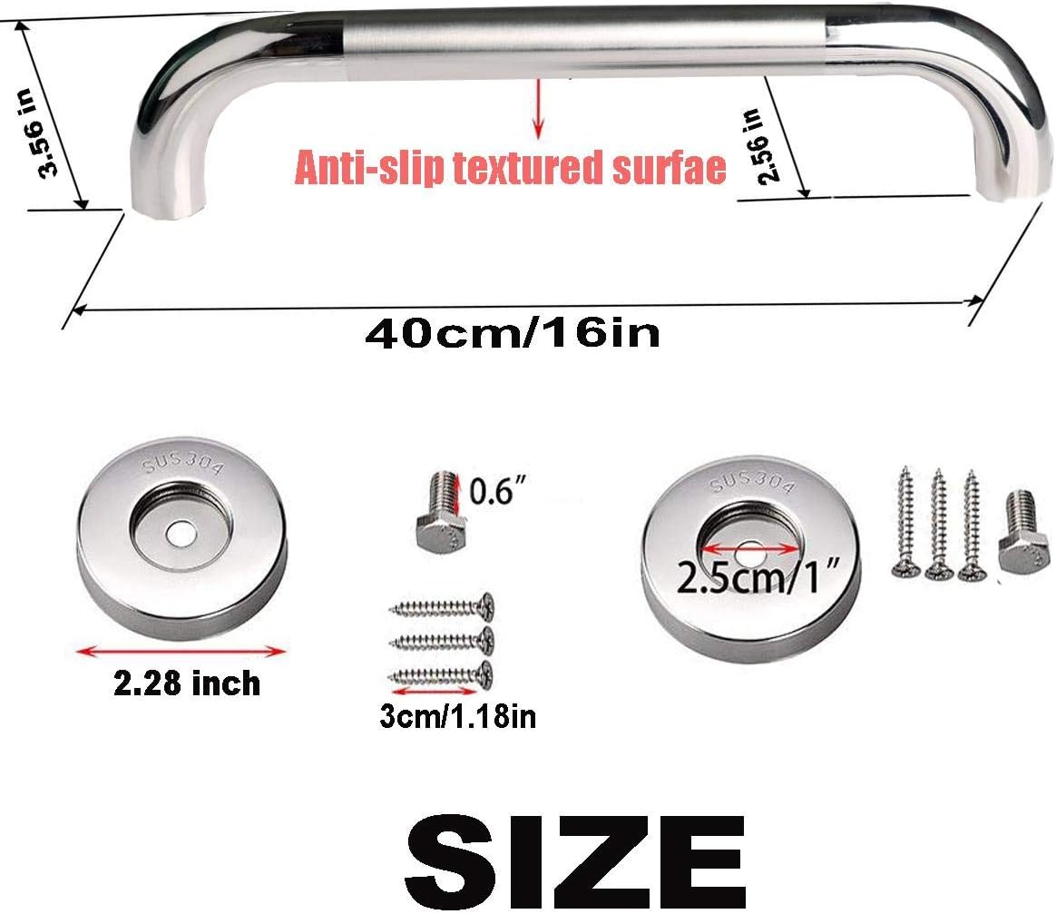 16 Inch Anti Slip Shower Grab Bar, Munzong Stainless Steel Bathroom Grab Bar, Satin Brushed Nickel Knurled Bathroom Balance Bar,Safety Hand Rail Support Handicap Elderly Senior Assist Bath Handle