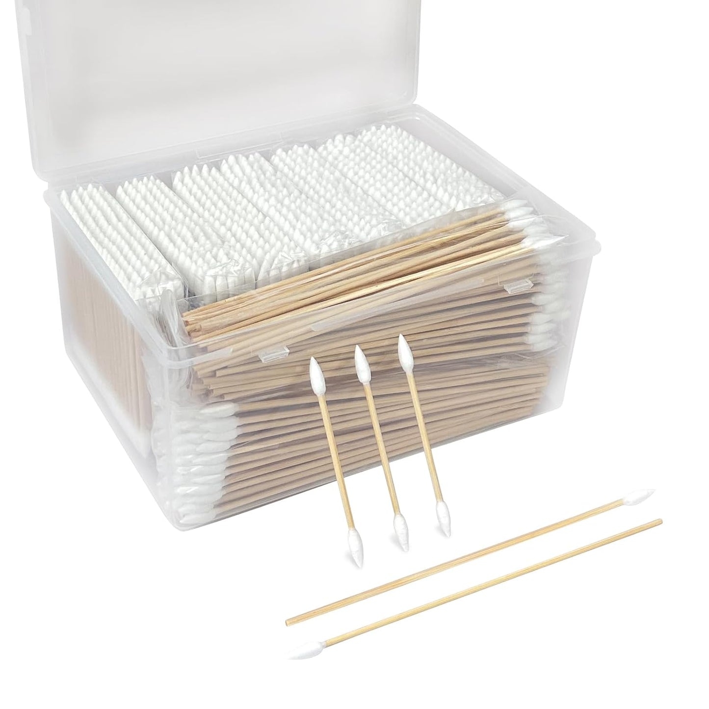 900 Pcs Precision Tip Cotton Swabs with Sturdy Bamboo Sticks, 700 Pcs Double Pointed Tip Cotton Swabs & 200 Pcs Long Cotton Swabs for Makeup, Nails, Crafts, Gun Cleaning