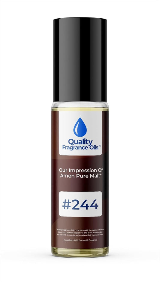 Quality Fragrance Oils' Amen Pure Malt Impression #244 | Long-Lasting Perfume Oil, Alcohol-Free, Strong Scent, 10ml Roll-On | Affordable Alternative to Designer Fragrances