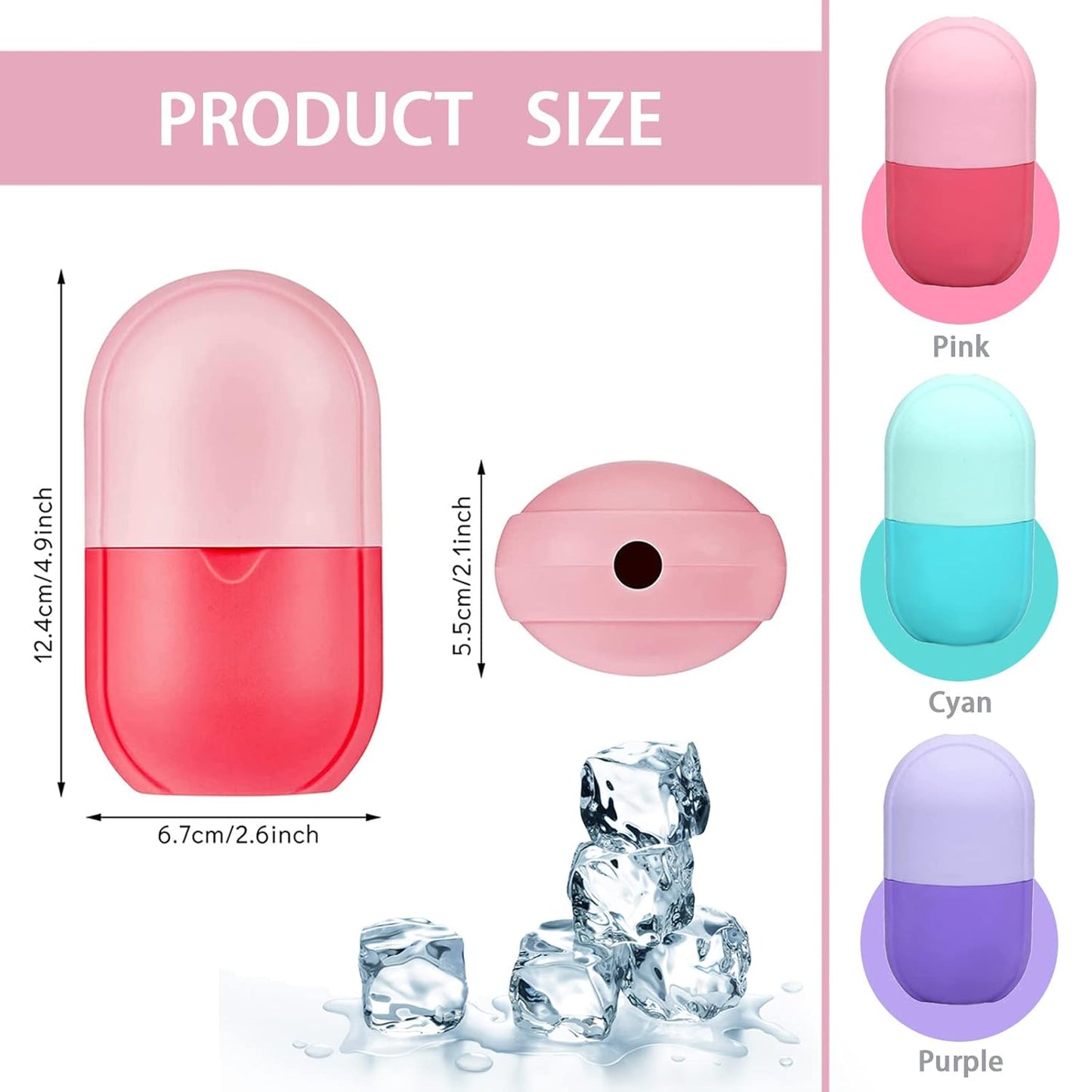 Ice Roller for Face and Eye, Ice face roller,Gua Sha Facial Tools, Facial ice roller, Skin Care Tools,Ice mold for face…(Pink-face)