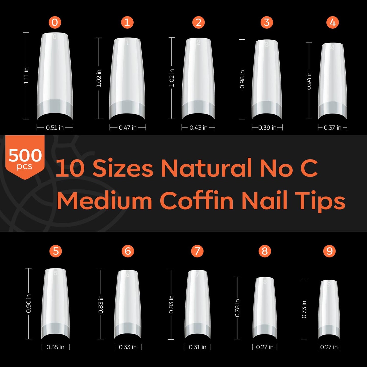 modelones French Nail Tips, 500 Pcs Natural Medium Square Half Cover Nail Tips Gel Milky White Soft Fake Extensions Acrylic 10 Sizes with Box