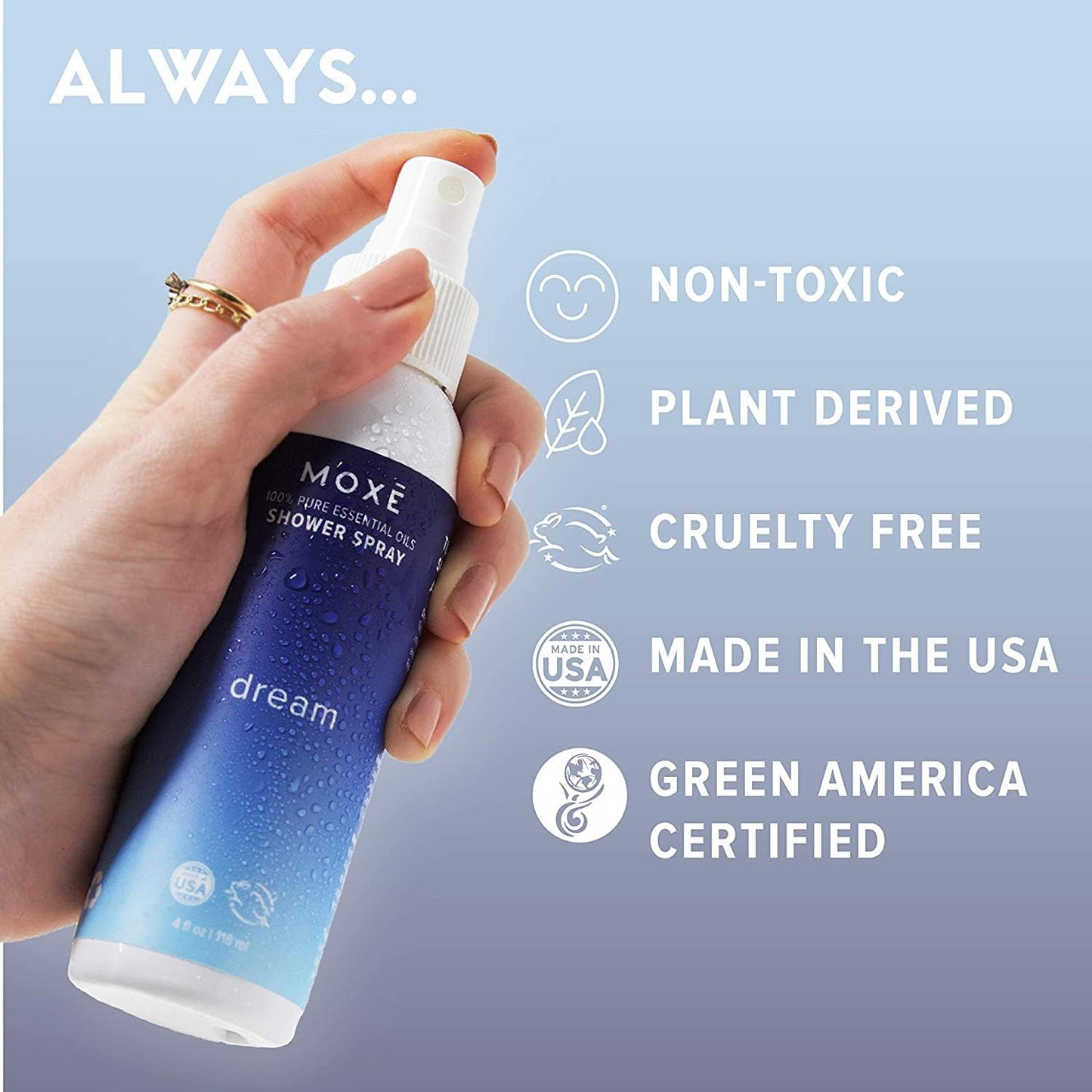 MOXĒ Dream Lavender & Chamomile Shower Steamer Spray, 100% Natural Certified Essential Oils, Bath Relaxation, Made in USA, 4 Ounces (2 Pack)