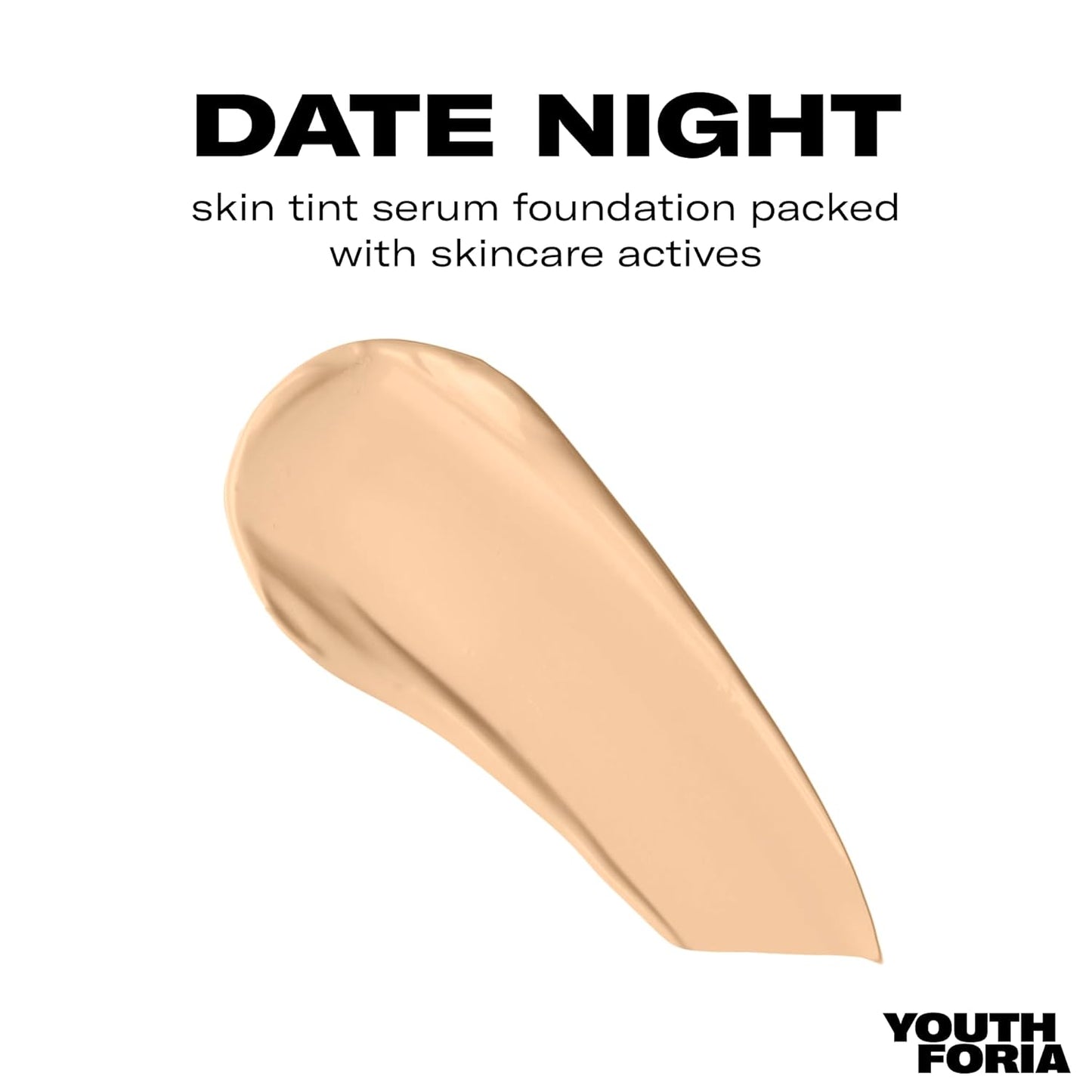 Youthforia Date Night Skin Tint Serum Foundation, Light-Medium Coverage, Hydrating Formula, Vegan & Cruelty-Free, 180 Light - Neutral with Warm Undertones