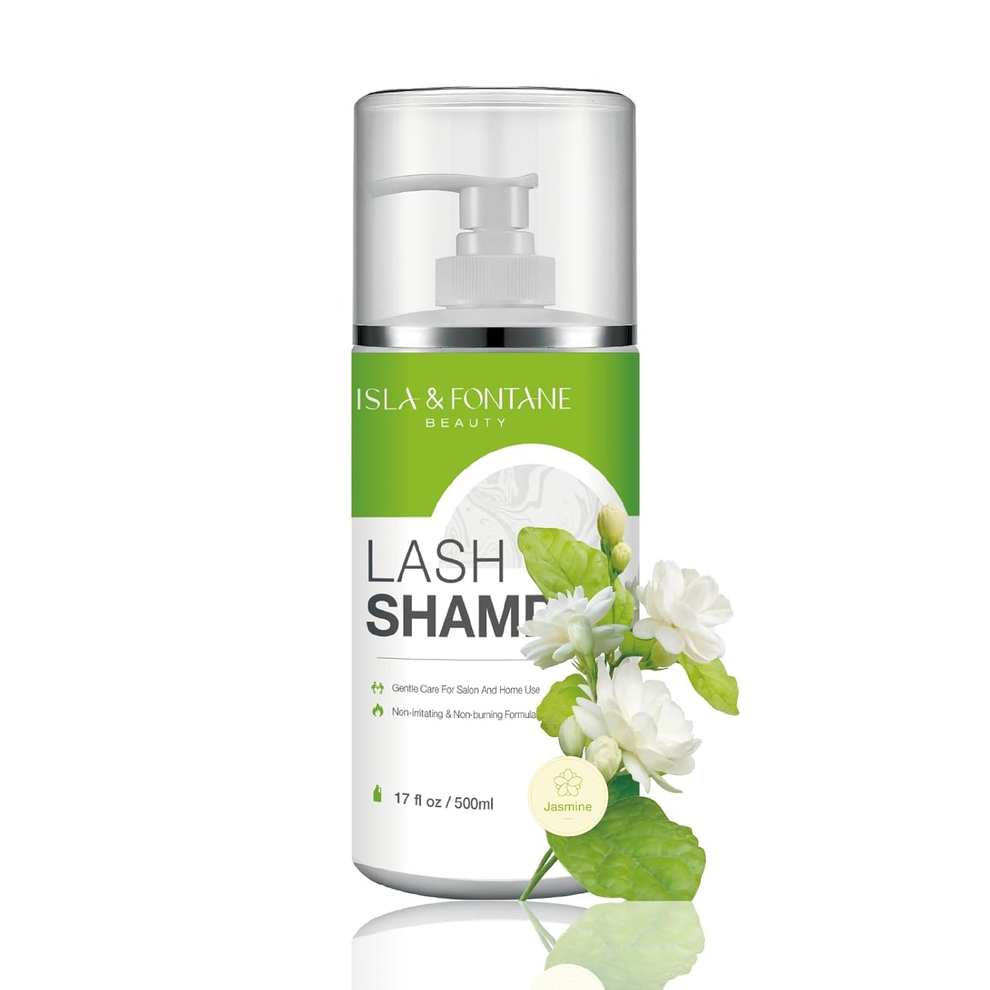 ISLA & FONTANE Lash Shampoo Bulk – Multi-Scent Series – 17 fl oz / 500ml | Gentle Eyelash Cleanser for Lash Extensions | Non-Irritating | Professional Lash Bath Foam For Salon And Home Use (Jasmine)