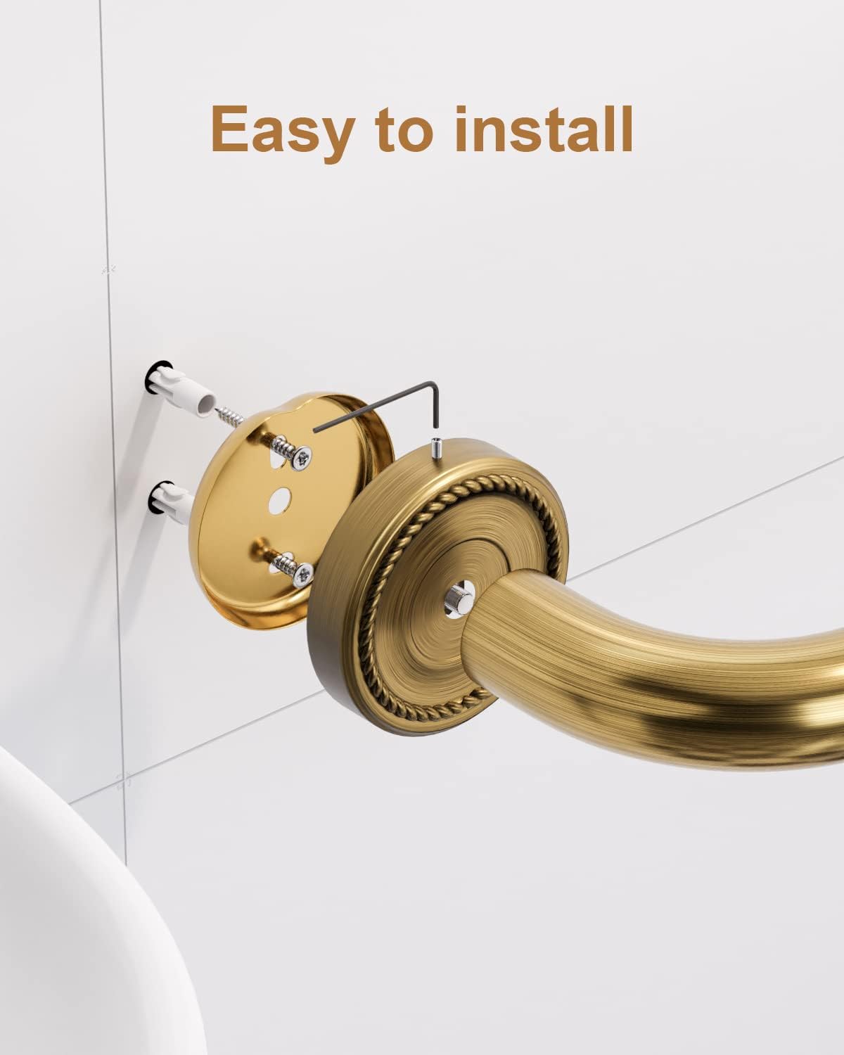 2 Pack 20 Inch Bronze Shower Grab Bar Gold, Munzong Antique Brass Bathroom Grab Bar w/Anti-Slip Knurled Grip, Safety Balance Bar Bath Hand Rail Support Handicap Injury Elderly Senior Assist Handle