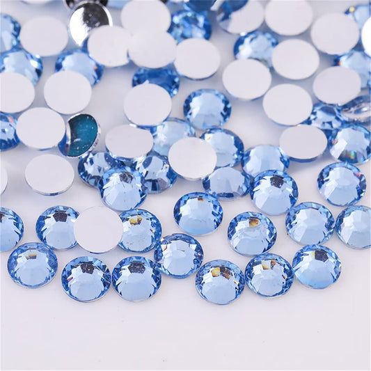 3000 Pieces SS12 3mm Flatback Rhinestones Clear Glass Round Gems Crystals for Nail Art DIY Crafts Clothes Shoes Bags （Light Blue）