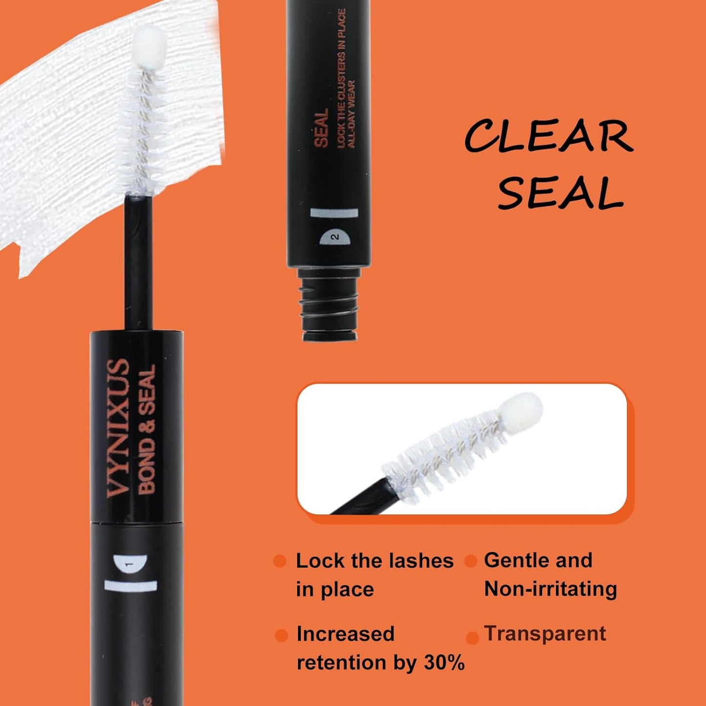 Lash Bond and Seal Waterproof Lash Glue for Eyelash Clusters Lash Cluster Glue Eyelash Glue 2-IN-1 10ml 72H+