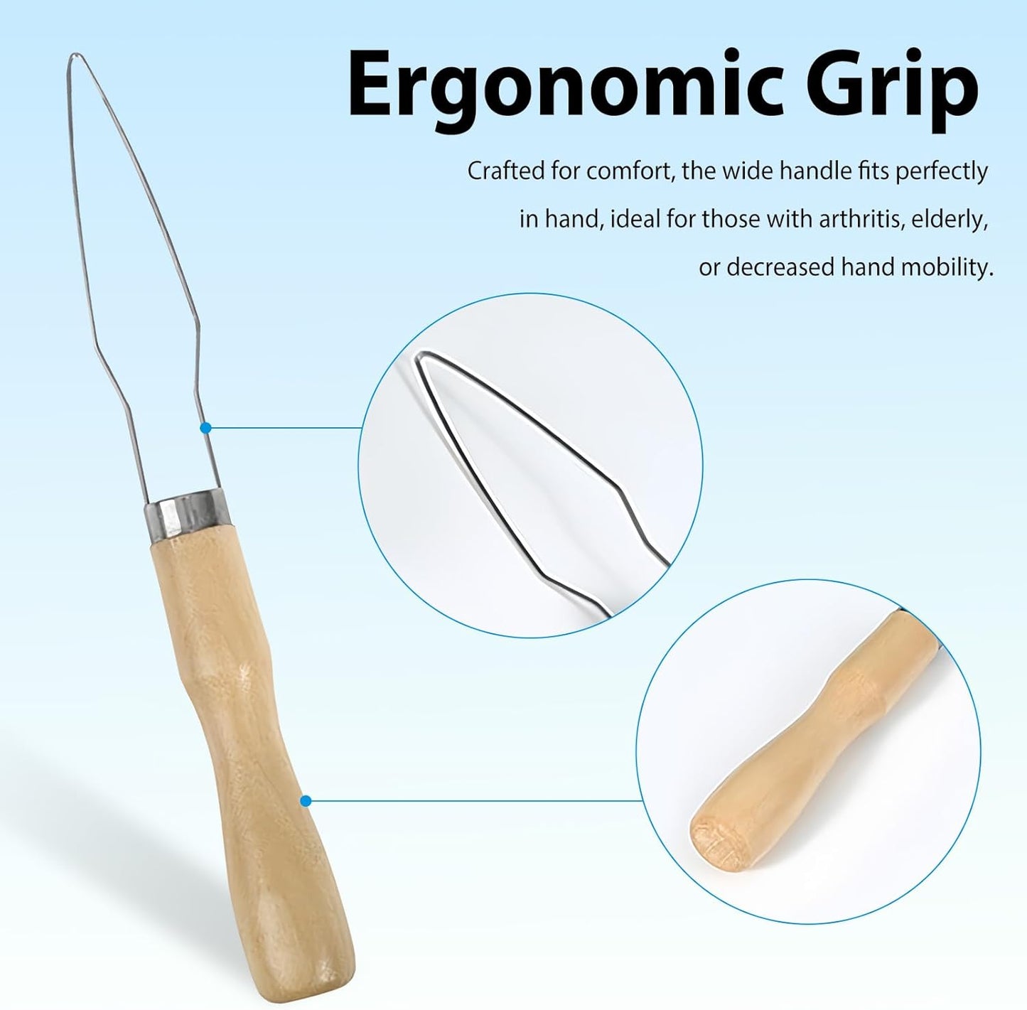 2pcs Button Hook Assist Device with Easy-Grip Wooden Handle for Shirts, Coats, Dresses - Ideal Button Aids for Arthritis & Limited Dexterity