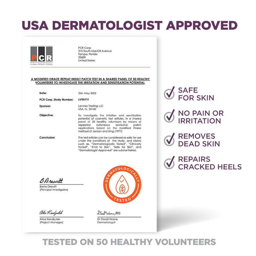 Lavinso Lavender Foot Exfoliator Peeling Mask for Dry Cracked Feet - 3 Pack - Remove Dead Skin and Callus - Foot Peel Mask for Baby Soft Feet