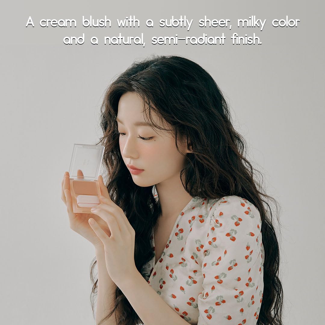 HOLIKA HOLIKA Colored Milk Cream Blush 03 HEY BUNNY: Glowing, Natural Makeup, Glossy Finish, Soft, Creamy Dough like texture, Shimmer, Radiant, Plumping, Cheek, Lightweight, Clean, Buildable