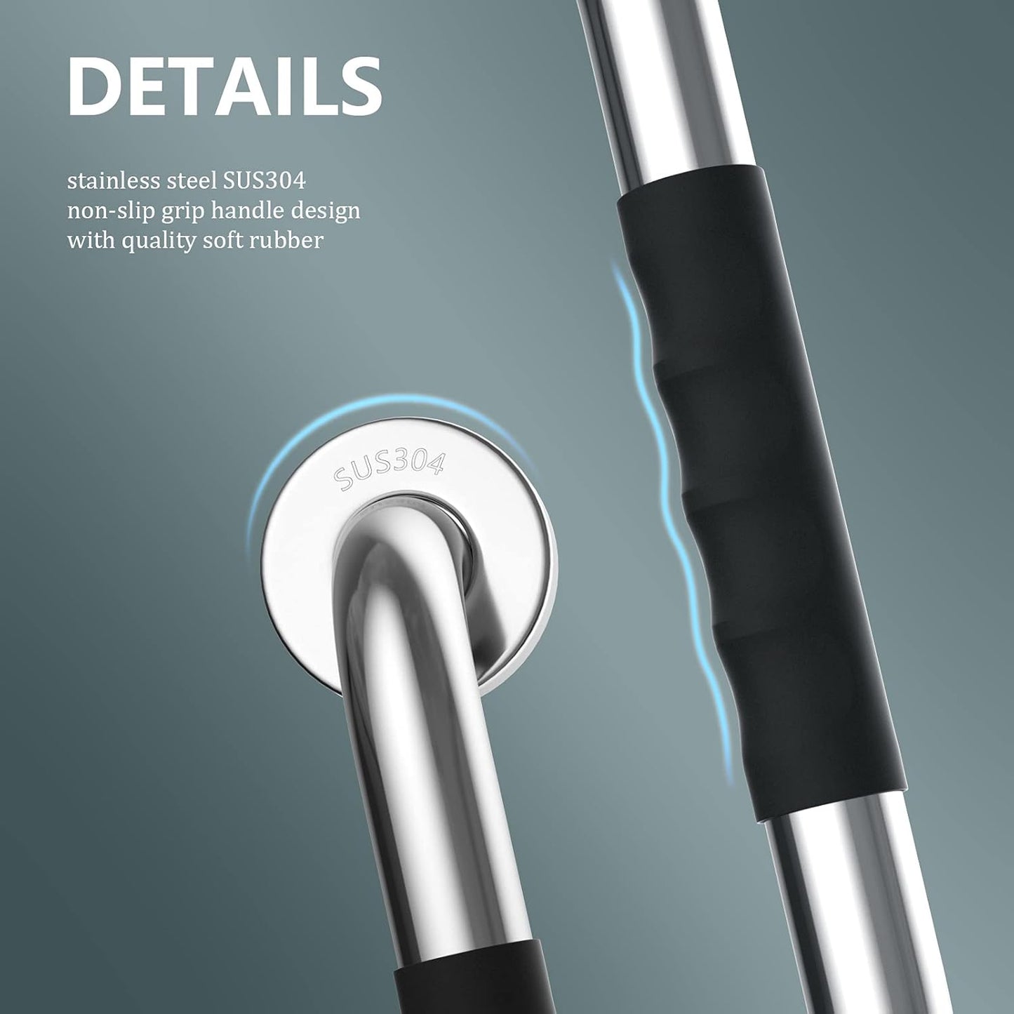 2 Pack 16 Inch Shower Grab Bar w/Anti Slip Rubber Grip,ZUEXT SUS304 Stainless Steel Bath Grab Bar,Bathroom Balance Bar,Wall Mount Safety Handrail Support,Handicap Injury Elderly Senior Assist Handle