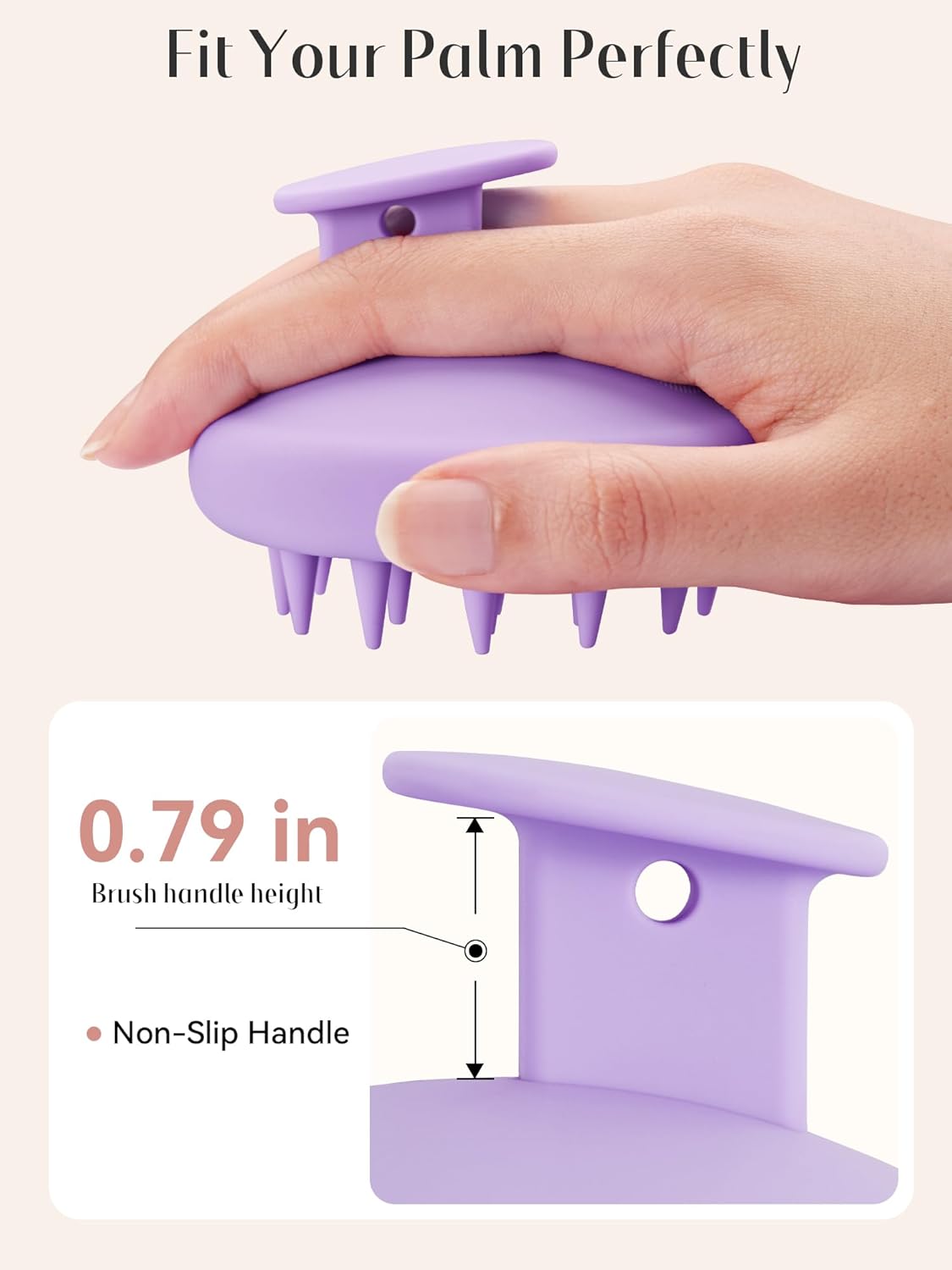 HEETA Scalp Massager Hair Growth, Scalp Scrubber with Soft Bristles, Integrated Silicone Design, Exfoliator for Dandruff Removal & Relaxation, Shampoo Brush Fit Wet Dry Hair Use, Light Purple