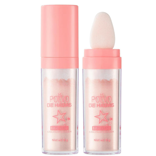 Polvo De Hadas Fairy Dust Highlight Patting Powder - Full Body Contouring and Clavicle Pearlescent Patting Powder for Face and Eye, Halloween Sparkling Body Glitter Powder (#02 Fairy pink)